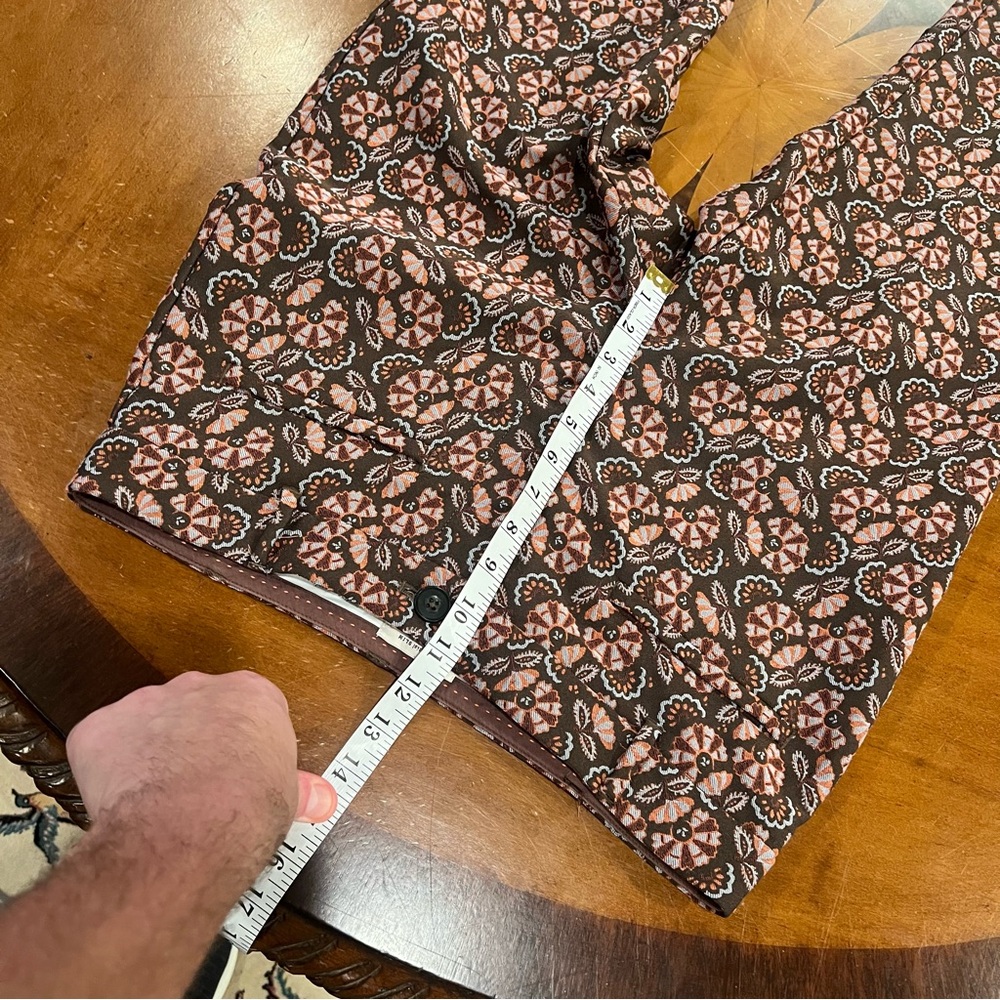 Anthropologie The Essential Slim Floral Jacquard Ankle Length Pant 10 Brown - Picture 14 of 16